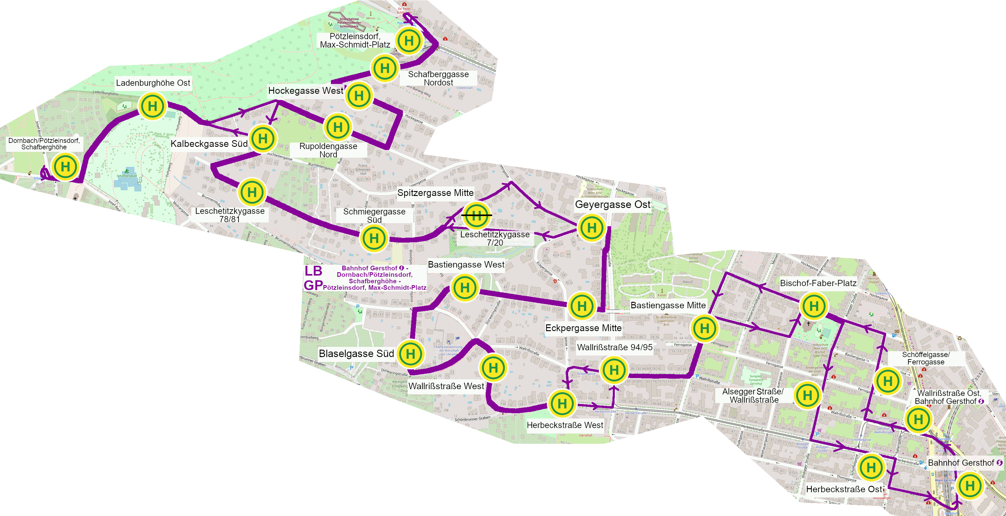 Linienverlauf auf Karte